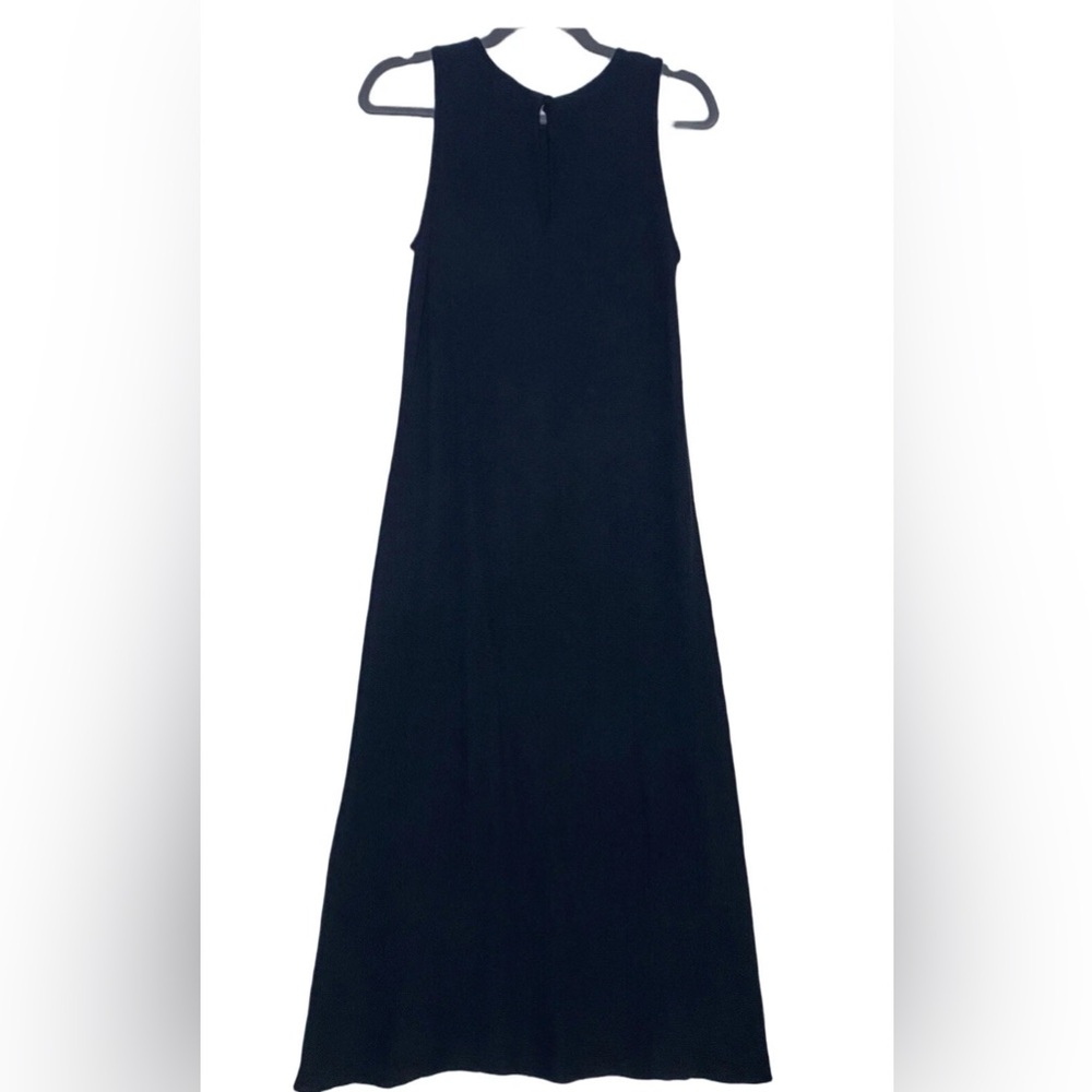 Vintage Eileen Fisher PM Black Waffle Knit Keyhole Sleeveless Midi Dress Women - Picture 2 of 9